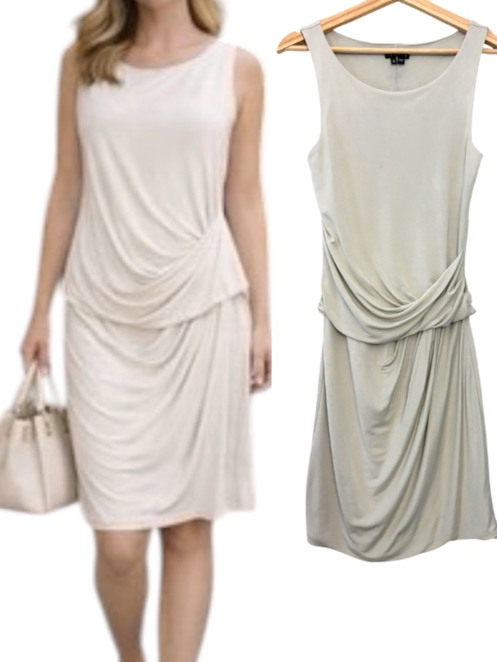 Theory Silk Blend Aditian Draped Dress - Icy Gray Size XS